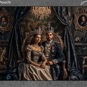 Transform Your Photo into Majestic King & Queen Monarch Emperor Renaissance or Victorian Masterpiece Custom Royal Couple Portrait 10 Designs
