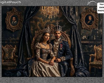 Transform Your Photo into Majestic King & Queen Monarch Emperor Renaissance or Victorian Masterpiece Custom Royal Couple Portrait 10 Designs
