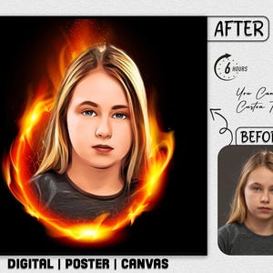 Your Photo Custom Fire Classic Theme Portrait Pencil Art Portrait Art Effect Portrait Social Profile Picture Stylish Digital Poster Canvas