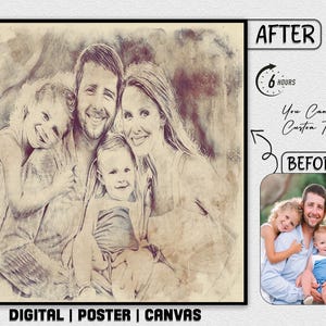 Custom Vintage Sketch Art Effect Portrait Your Photo, Effect Social Media Profile Picture Selfie, Logo, Stylish Design Digital Poster Canvas