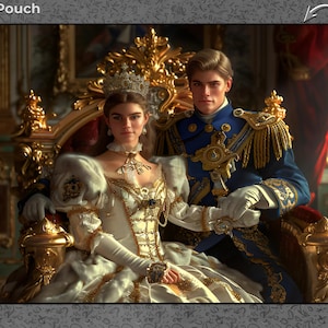 Przekształć swoje zdjęcie w majestatyczny portret królewskiej pary królewskiej, króla, królowej, monarchini, cesarzowej, lorda i damę renesansu lub wiktoriańskiego arcydzieła