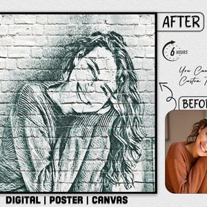 Your Photo Custom Pencil Line Art Personal Portrait Pencil Art Portrait Effect Portrait Social Profile Picture Stylish Digital Poster Canvas