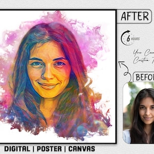 Your Photo Custom Vibrant Watercolor Glow Portrait Pencil Art Portrait Effect Portrait Social Profile Picture Stylish Digital Poster Canvas