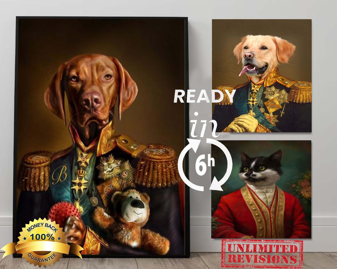Customize Royal Pet Portrait, King and Queen Dog Portrait, Wall Pet ...