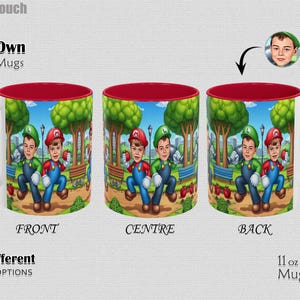 Mario and Luigi Custom Photo Mug: Your Favourite Cartoon Character Tea Coffee Mug Gift Toon character Friend Family Kids Birthday Mug