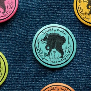 Disability Baddie Jimothy Raccoon Button Pin Set | Awareness Pride and Visibility Viral Seattle Cryptid Ballard Washington Gift
