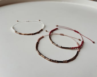 Bracelet d’amitié, code morse en perles upcyclées, très fin, message personnalisé, fil macramé, idée cadeau