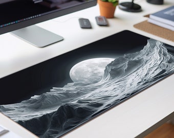 Topographic desk mat, moon mousepad, Gaming mouse mat, extended mouse pad, xxl mousepad, full desk mouse pad, Gamer mouse pad