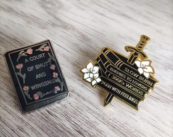 Fantasy Book Enamel Pin: ACOTAR, Slow Burn, Smut Book