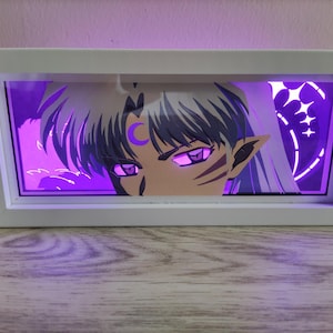 Sesshoumaru Light Box: Anime Paper Cut Lightbox, Gaming Room Decor