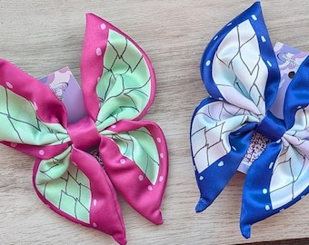 Silk Butterfly Hair Bow, Handmade Anime Inspired Hair Bows, Kawaii Handmade Cosplay Butterfly Ribbon Clip, Gift for Anime Lovers