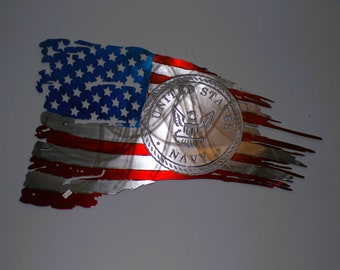 Large Personalized U.S. Tattered Flag