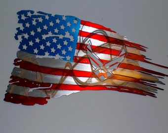 Large Personalized U.S. Tattered Flag