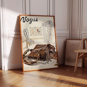 Chic Vintage Fashion Magazine Cover Print for Dorm, Bedroom, or Apartment, Digital Download