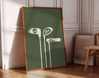 Retro Golf Club Druck, Waldgrün Wand Kunst (Digitaler Download)