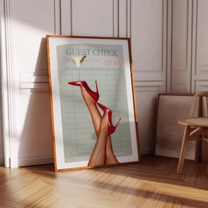 Wydruk czeku gościa, plakat Dirty Martini, sztuka koktajlowa w stylu retro do mieszkania, pokoju w akademiku, sypialni, wózka barowego, dziewczęca estetyczna sztuka ścienna, cyfrowa
