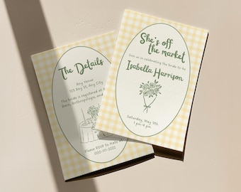 Bridal Shower Invite, Editable Fresh Off the Market Invitation in Yellow