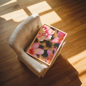 Póster con estampado de leopardo, estampado floral rosa, arte de pared imprimible para chicas - Descarga digital imagen 2