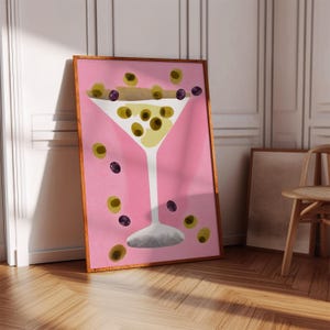 Póster de cóctel Martini sucio rosa, decoración para dormitorio, bar, carrito, impresiones modernas y femeninas, arte estético para colgar en la pared del dormitorio, descarga digital