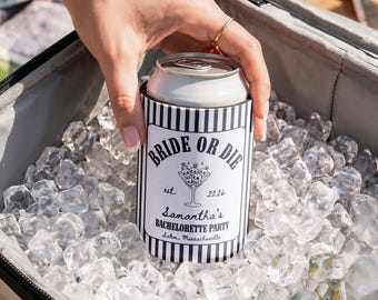 Bride or Die Can Cozie, Spooky Bachelorette Decor, Bridal Party Favors