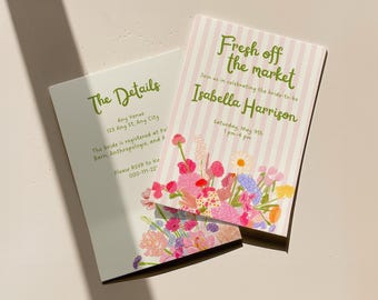 Floral Bridal Shower Invite, Fresh Off The Market Invitation Template (Editable)