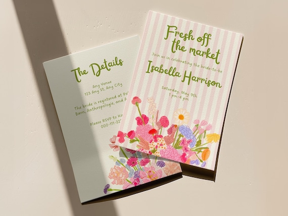 Floral Bridal Shower Invite, Fresh Off The Market Invitation Template (Editable)
