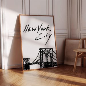 Minimalistyczny Nowy Jork Druk w Czerni i Bieli, Plakat NYC, Sztuka Krajobrazu Miejskiego, Wystrój Mieszkania, Pobieranie Cyfrowe