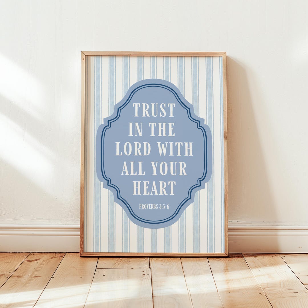 Blue Striped Christian Wall Art: Proverbs Bible Verse Print (digital ...