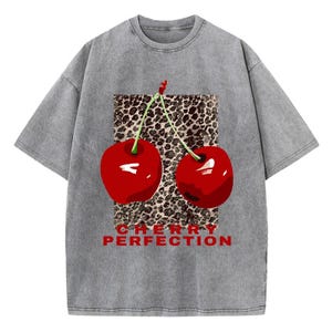 Cherry Leo T-Shirt Summer Style | Lightweight Casual Tee  Women | Trendy Zodiac Fashion Top
