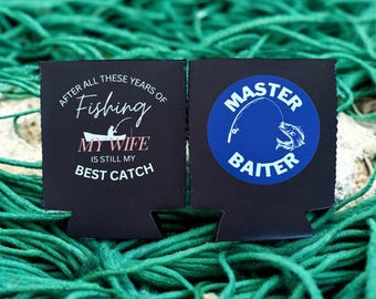 Fishing Beer Koozie: Funny Fisherman Gift, Neoprene Can Cooler