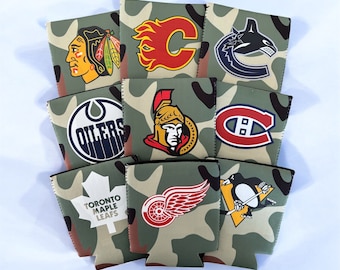 NHL Team Neoprene Beer Koozie: Camo Hockey Gift