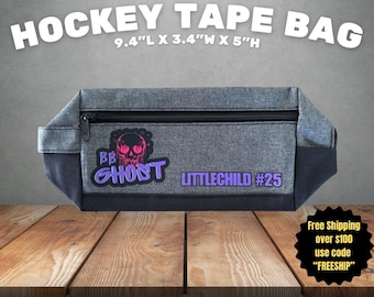 Custom Hockey tape bag personalized hockey tape bag Hockey accessory bag Hockey gift under 20 Hockey logo bag personalized Hockey gift