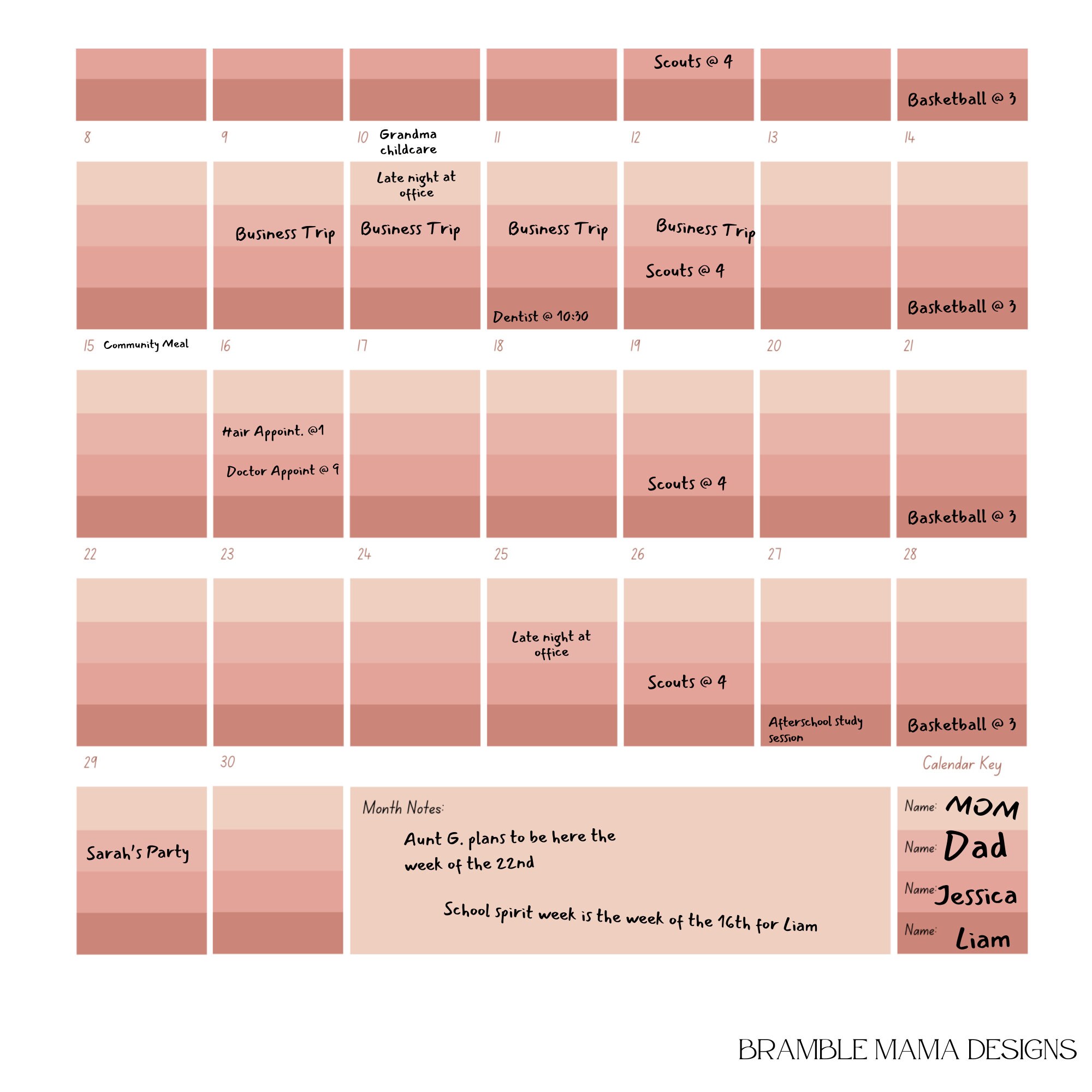 20242025 Family Calendar, Printable and Editable 11 X 14inch Calendar