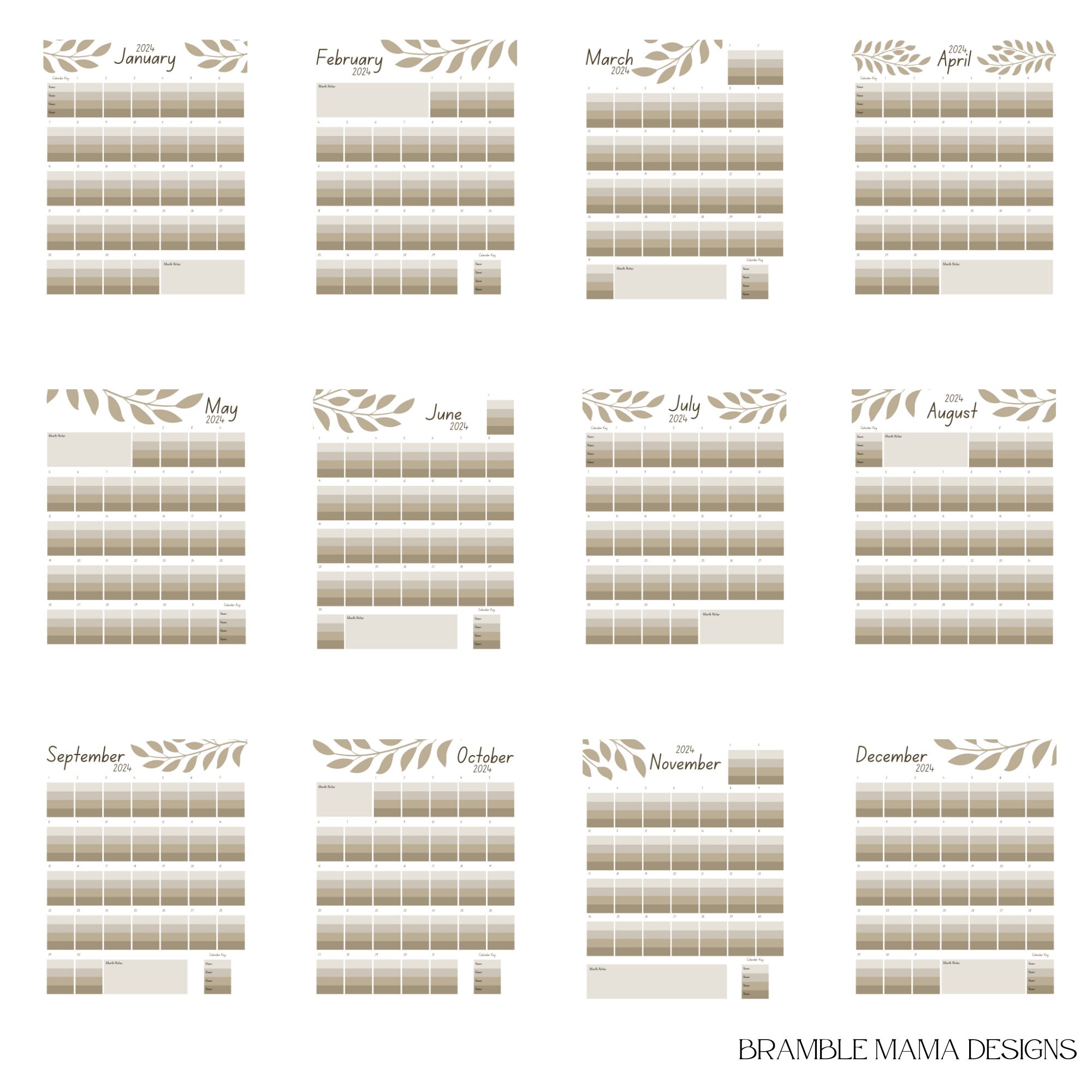 2024-2025 Family Calendar, Printable and Editable 11 X 14-inch Calendar ...