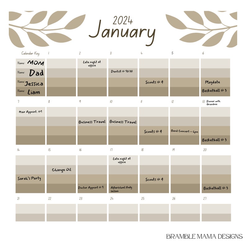 20242025 Family Calendar, Printable and Editable 11 X 14inch Calendar
