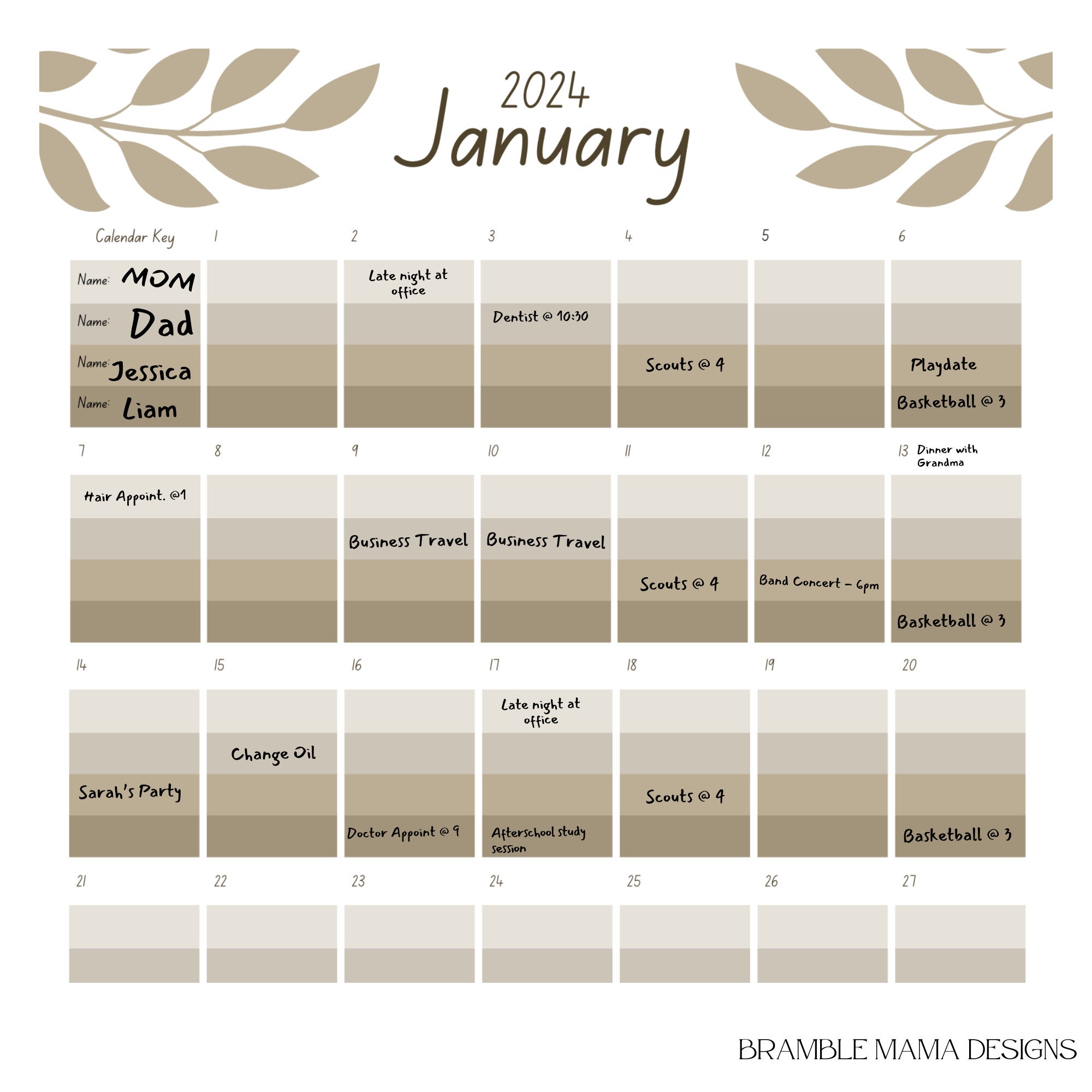 Yearly Family Calendar