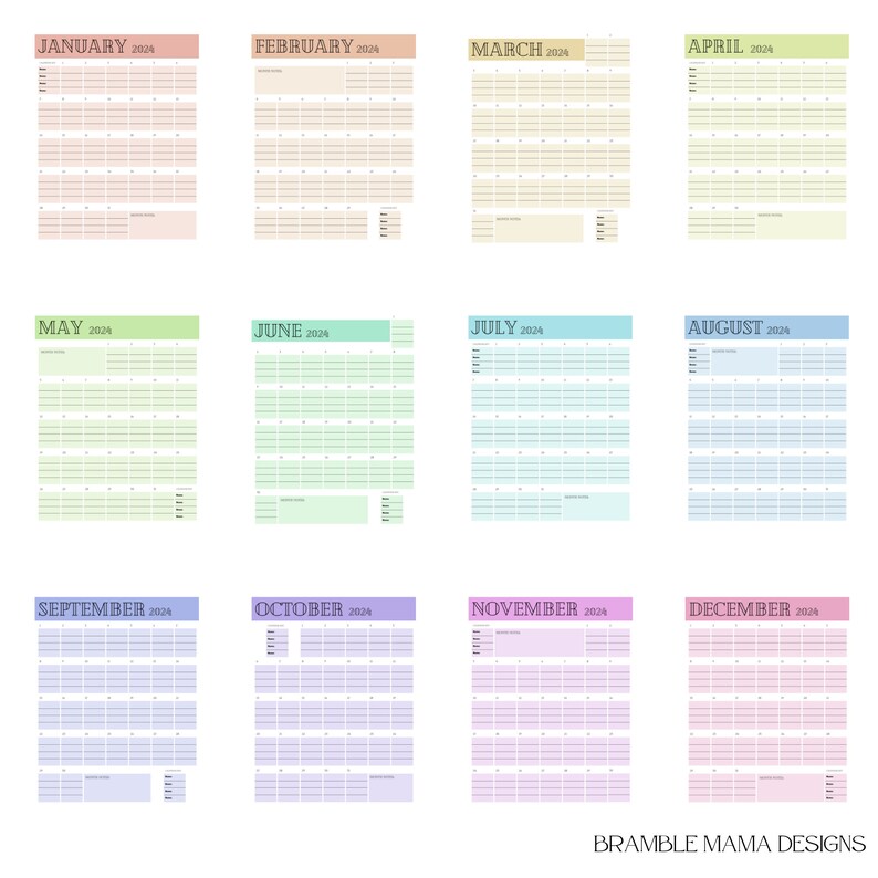 20242025 Family Calendar, Printable and Editable 11 X 14inch Calendar
