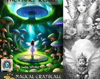 The Fairy Realm | 30 magical grayscale coloring pages | Fairy | Fantasy Art | Adult Coloring Pages | Printable PDF | Instant Download