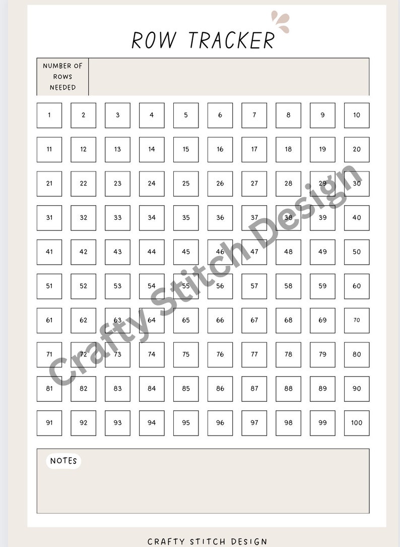 Printable Crochet Knitting Row Tracker Planner Organiser Digital ...