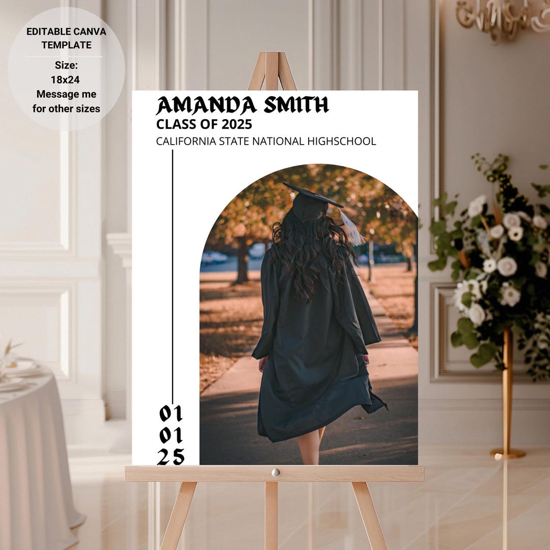 Grad Welcome Sign Modern Arch Graduation Welcome Sign: Photo Template (canva Editable ...