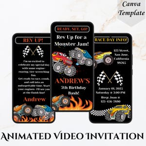 Monster Truck Birthday Animated Video Invitation (Digital)