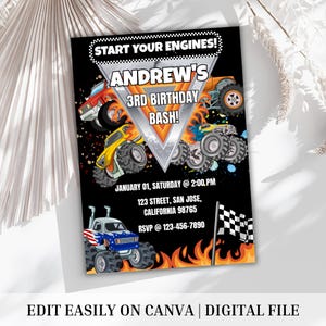Monster Truck Birthday Sign - digital 18 x 24 Birthday poster