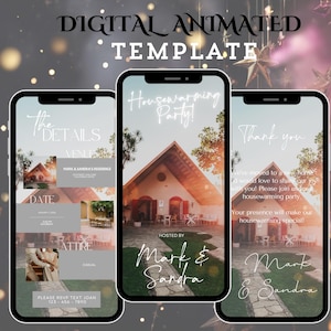Digital Housewarming Party Invitation, Animated House Warming Invite , New Apartment Home Evite, New home Invite, Self Editable Template