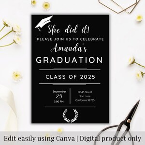 Modern Graduation Invitation Template: Editable Announcement (Digital Download)