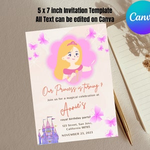 Princess Invitation, Princess Birthday Invitation Template, Princess party, Birthday Party, Girl Birthday Invitation Crown Birthday