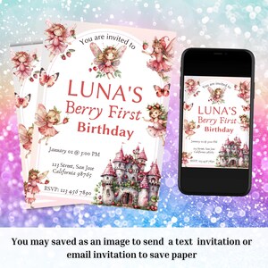 Berry First Birthday Invitation Bundle, Printable Strawberry Invitation 1st Birthday, Berry Birthday Decorations, Printable First Birthday