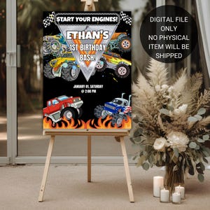 Monster Truck Birthday Sign - digital 18 x 24 Birthday poster