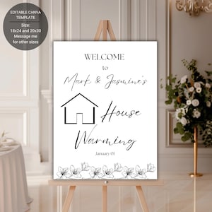 Letrero de bienvenida para inauguración de casa: Decoración editable para fiestas de inauguración (digital)