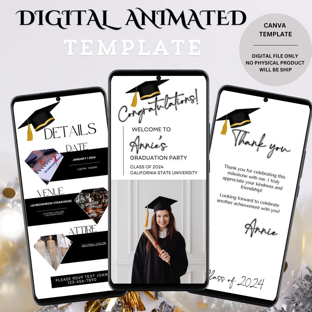 Animated Graduation Party Invitation: Editable College Announcement ...