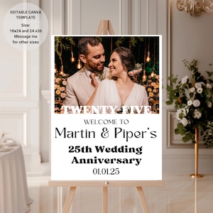 25th Anniversary Welcome Sign: Photo Party Decor (Canva Template)